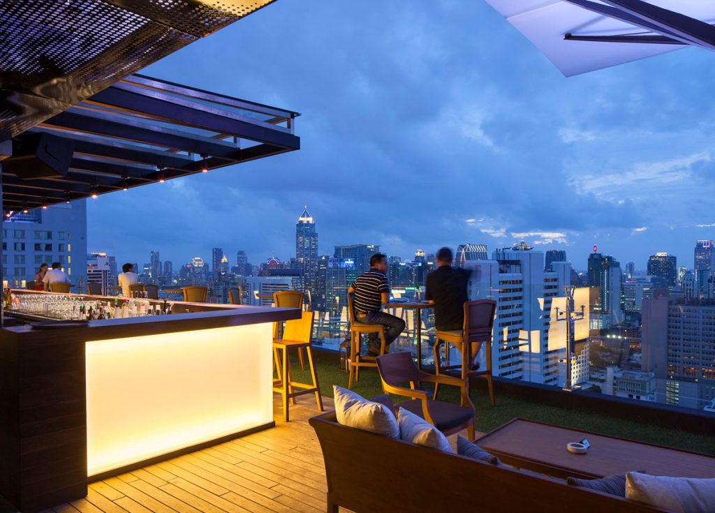 Bangkok Best rooftop Bars Fraser Suites Sukhumvit Above Eleven Rooftop Bar skyline view