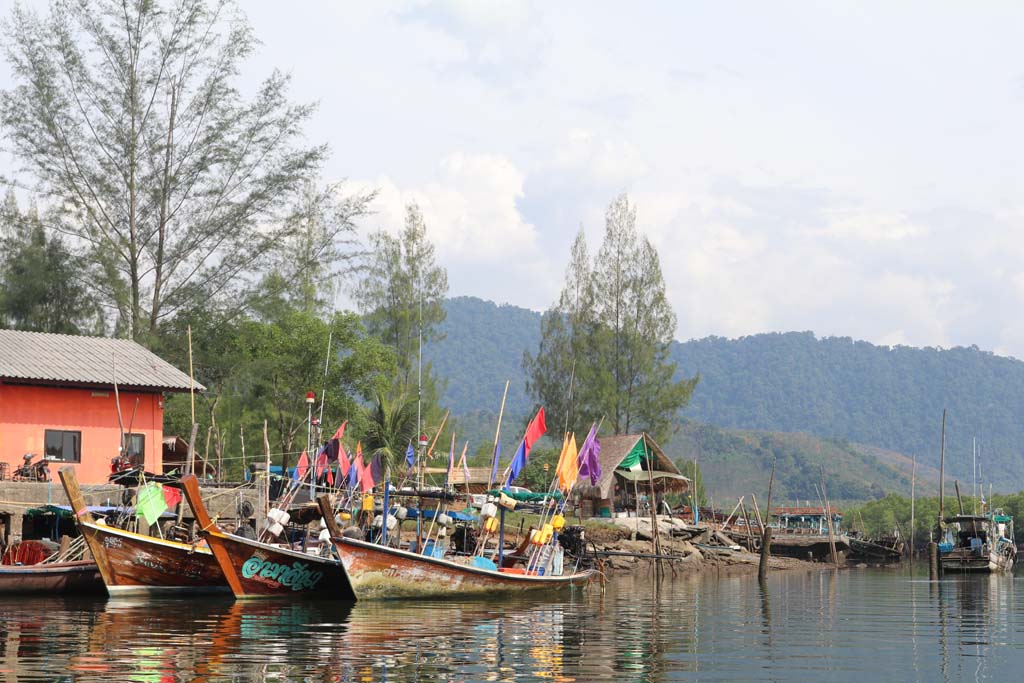 Moken Eco Village Thailand huts on beach longtail boat_3484